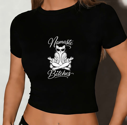 Namaste Bitches | Gato Divo | Top negro